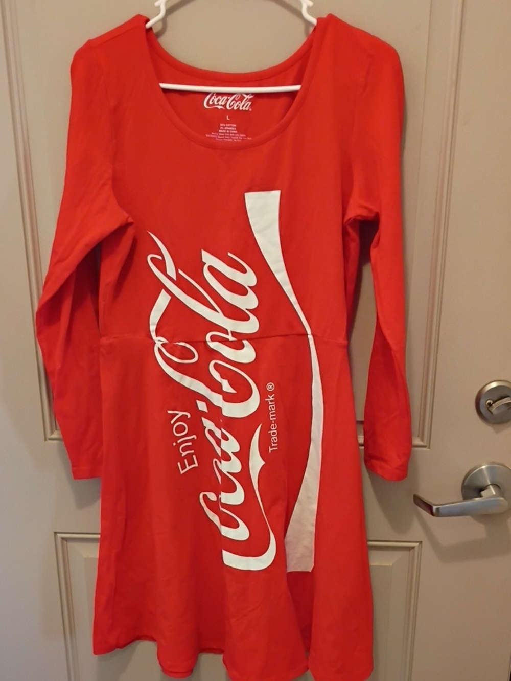 Coca Cola Red Long-Sleeve Logo Dress Size L